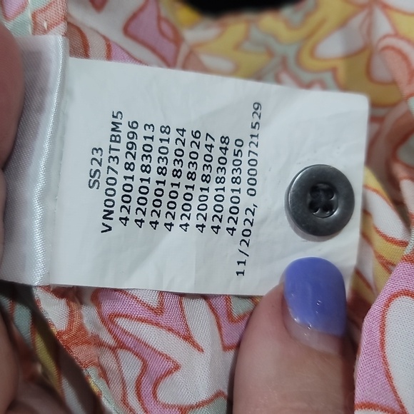 VANS resort floral brunching buttondown mini dress large orange yellow - Picture 7 of 10